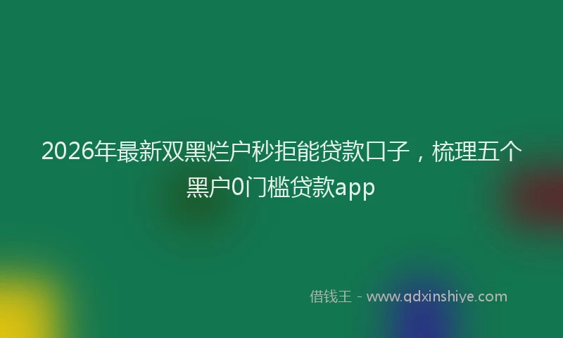 2026年最新双黑烂户秒拒能贷款口子，梳理五个黑户0门槛贷款app