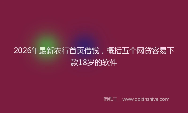 2026年最新农行首页借钱,概括五个网贷容易下款18岁的软件