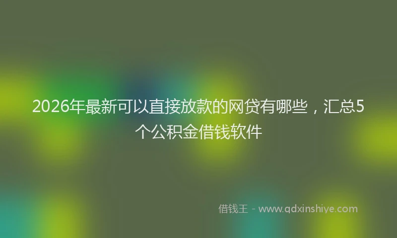 2026年最新可以直接放款的网贷有哪些，汇总5个公积金借钱软件