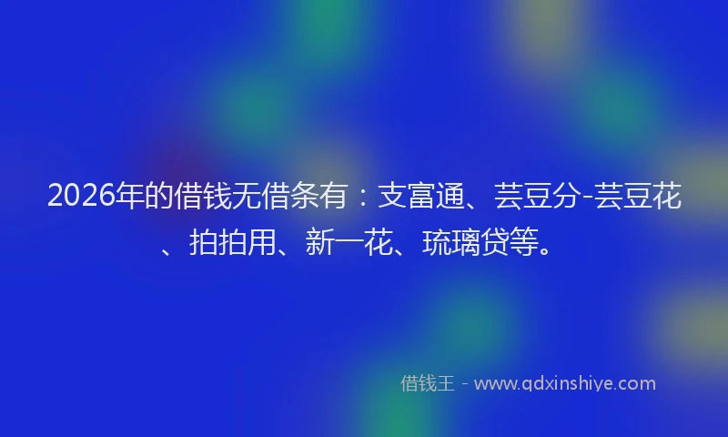 2026年的借钱无借条有：支富通、芸豆分-芸豆花、拍拍用、新一花、琉璃贷等。