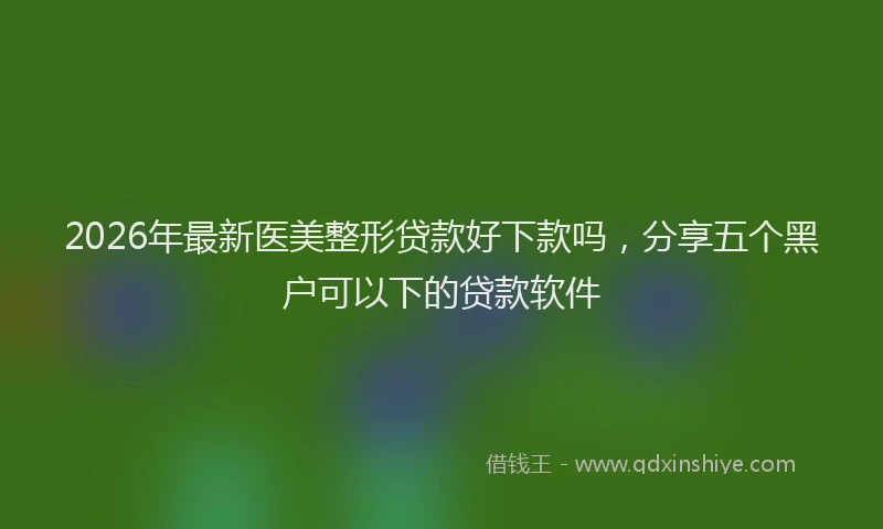2026年最新医美整形贷款好下款吗，分享五个黑户可以下的贷款软件