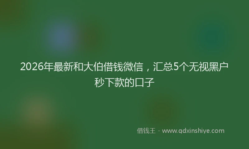 2026年最新和大伯借钱微信，汇总5个无视黑户秒下款的口子