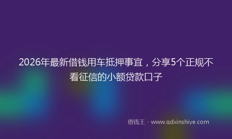 2026年最新借钱用车抵押事宜，分享5个正规不看征信的小额贷款口子