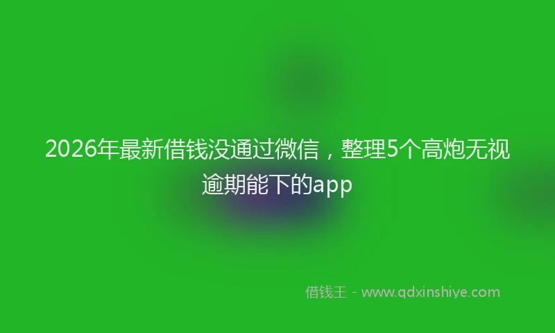 2026年最新借钱没通过微信，整理5个高炮无视逾期能下的app