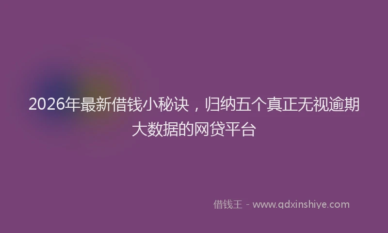 2026年最新借钱小秘诀,归纳五个真正无视逾期大数据的网贷平台