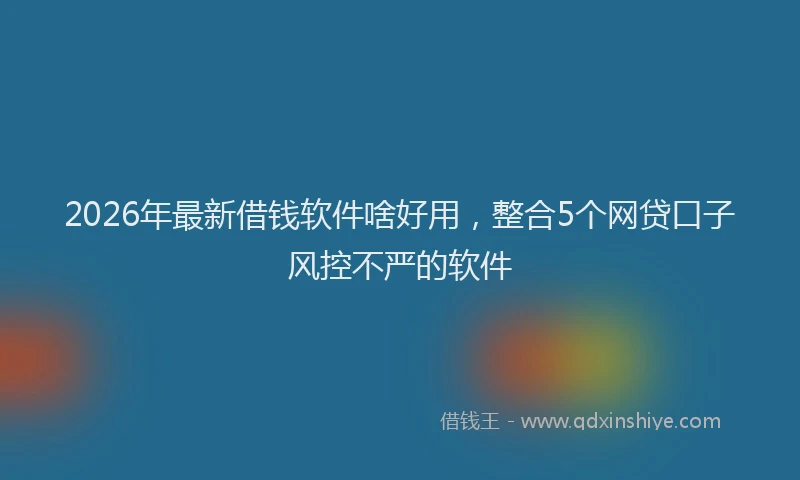2026年最新借钱软件啥好用，整合5个网贷口子风控不严的软件