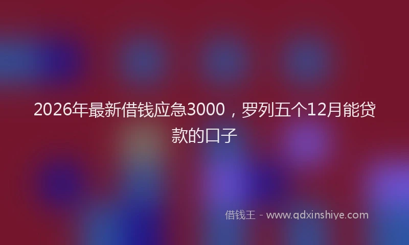 2026年最新借钱应急3000，罗列五个12月能贷款的口子