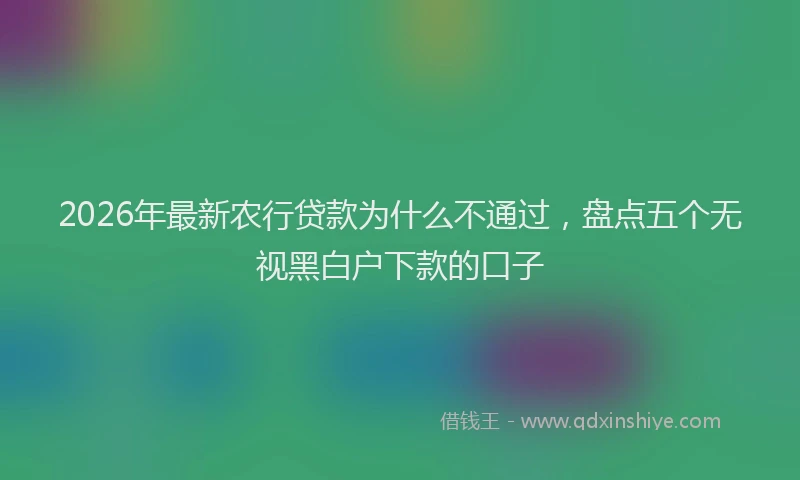 2026年最新农行贷款为什么不通过,盘点五个无视黑白户下款的口子