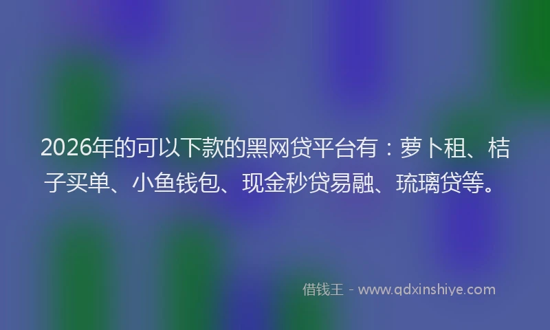 2026年的可以下款的黑网贷平台有：萝卜租、桔子买单、小鱼钱包、现金秒贷易融、琉璃贷等。
