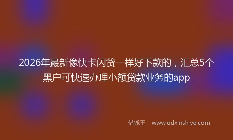 2026年最新像快卡闪贷一样好下款的，汇总5个黑户可快速办理小额贷款业务的app