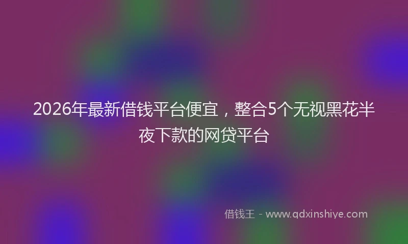 2026年最新借钱平台便宜,整合5个无视黑花半夜下款的网贷平台