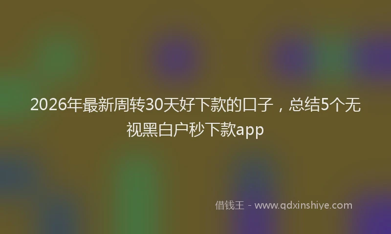 2026年最新周转30天好下款的口子，总结5个无视黑白户秒下款app