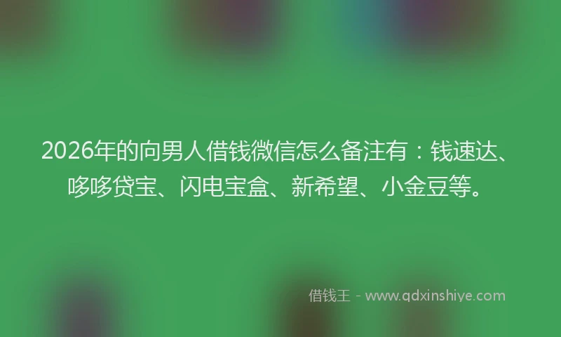 2026年的向男人借钱微信怎么备注有：钱速达、哆哆贷宝、闪电宝盒、新希望、小金豆等。