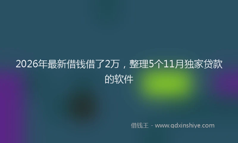2026年最新借钱借了2万,整理5个11月独家贷款的软件
