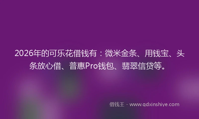 2026年的可乐花借钱有:微米金条、用钱宝、头条放心借、普惠Pro钱包、翡翠信贷等。