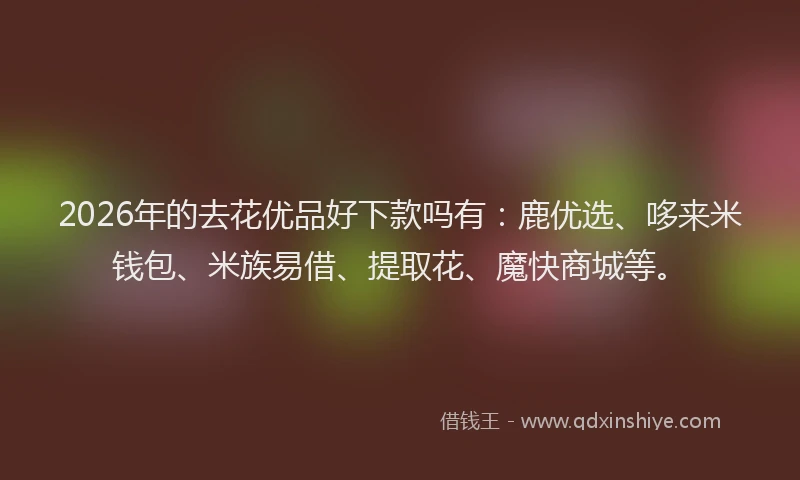 2026年的去花优品好下款吗有：鹿优选、哆来米钱包、米族易借、提取花、魔快商城等。