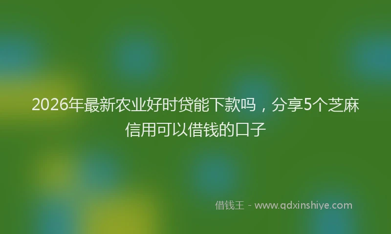 2026年最新农业好时贷能下款吗，分享5个芝麻信用可以借钱的口子