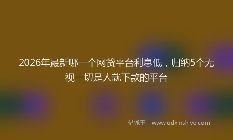 2026年最新哪一个网贷平台利息低，归纳5个无视一切是人就下款的平台