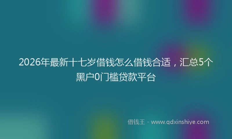 2026年最新十七岁借钱怎么借钱合适,汇总5个黑户0门槛贷款平台