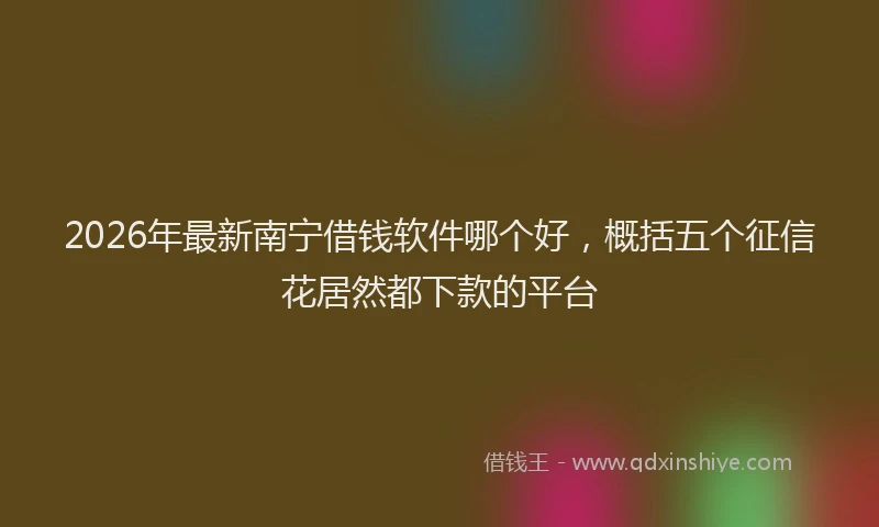 2026年最新南宁借钱软件哪个好，概括五个征信花居然都下款的平台