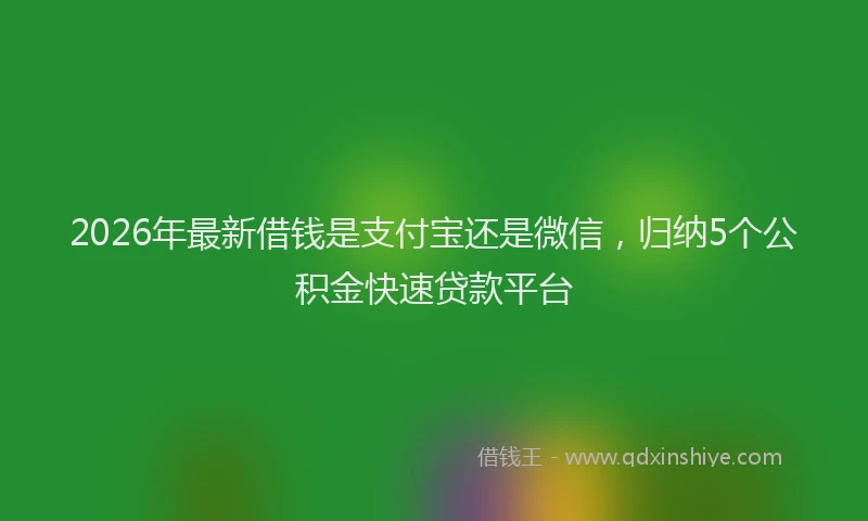 2026年最新借钱是支付宝还是微信，归纳5个公积金快速贷款平台