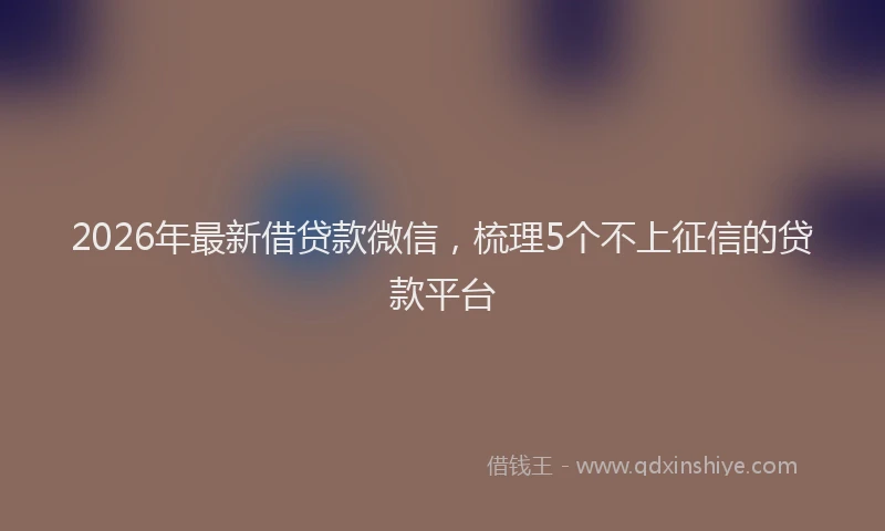 2026年最新借贷款微信，梳理5个不上征信的贷款平台