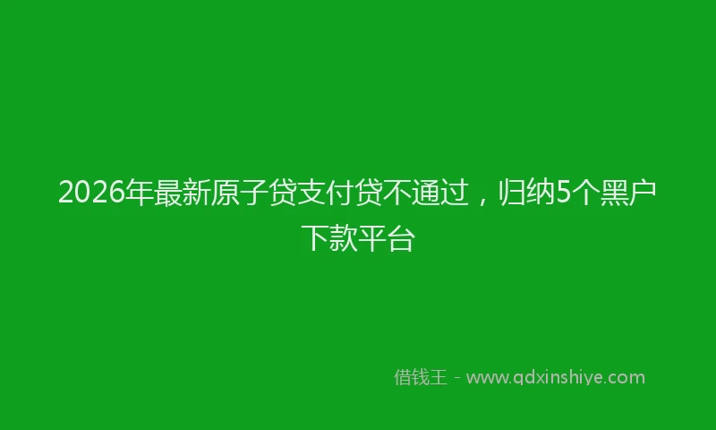 2026年最新原子贷支付贷不通过，归纳5个黑户下款平台