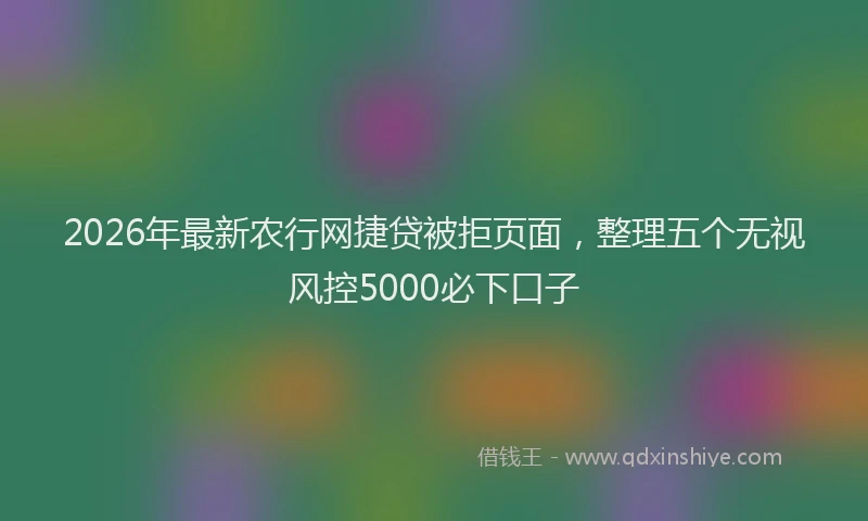 2026年最新农行网捷贷被拒页面，整理五个无视风控5000必下口子
