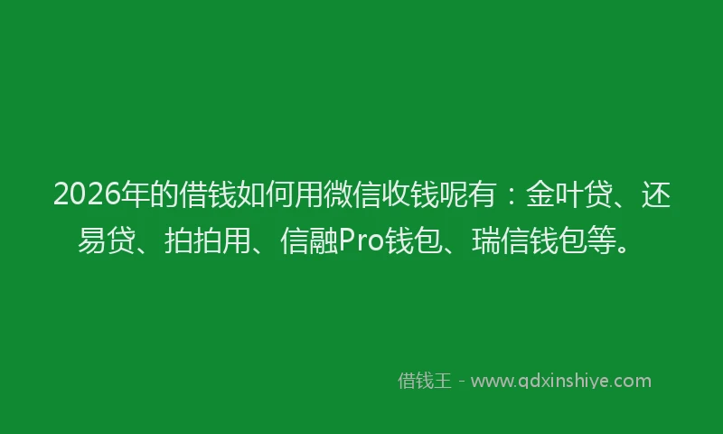 2026年的借钱如何用微信收钱呢有：金叶贷、还易贷、拍拍用、信融Pro钱包、瑞信钱包等。