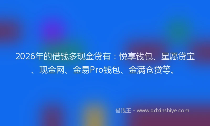 2026年的借钱多现金贷有：悦享钱包、星愿贷宝、现金网、金易Pro钱包、金满仓贷等。