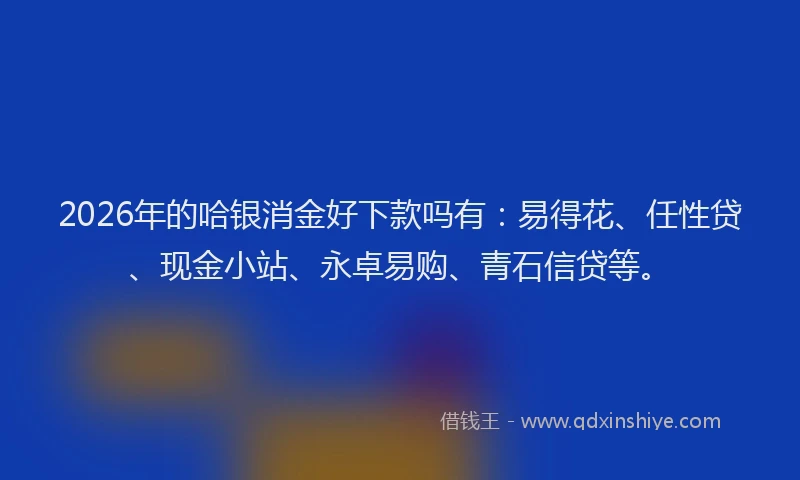 2026年的哈银消金好下款吗有：易得花、任性贷、现金小站、永卓易购、青石信贷等。
