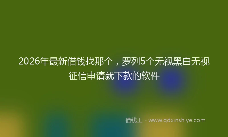 2026年最新借钱找那个，罗列5个无视黑白无视征信申请就下款的软件