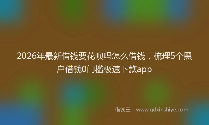 2026年最新借钱要花呗吗怎么借钱，梳理5个黑户借钱0门槛极速下款app