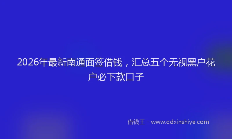2026年最新南通面签借钱，汇总五个无视黑户花户必下款口子