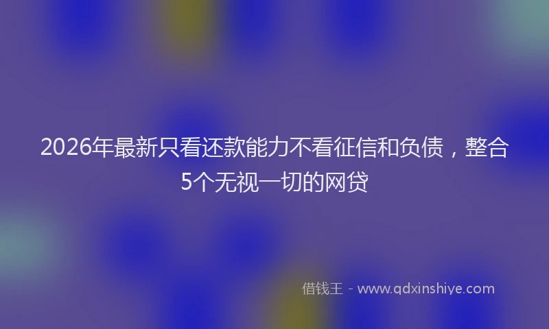 2026年最新只看还款能力不看征信和负债,整合5个无视一切的网贷