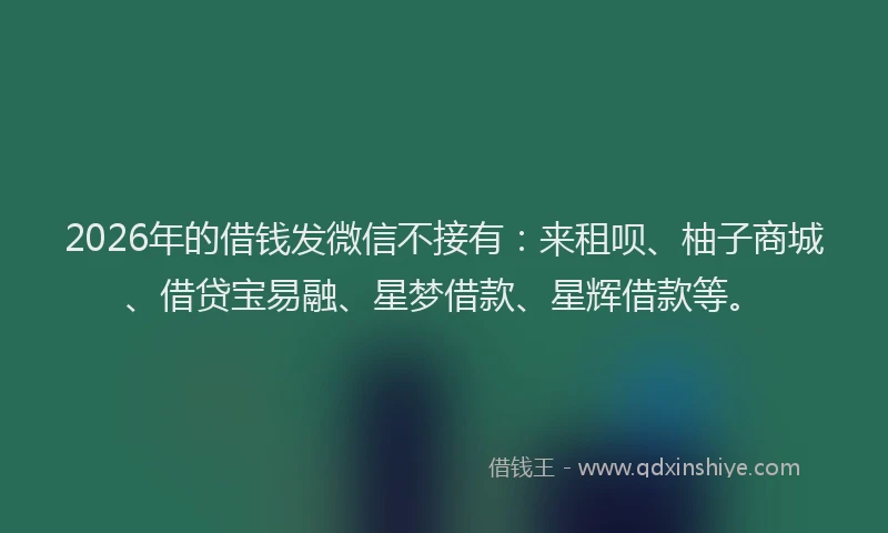 2026年的借钱发微信不接有：来租呗、柚子商城、借贷宝易融、星梦借款、星辉借款等。