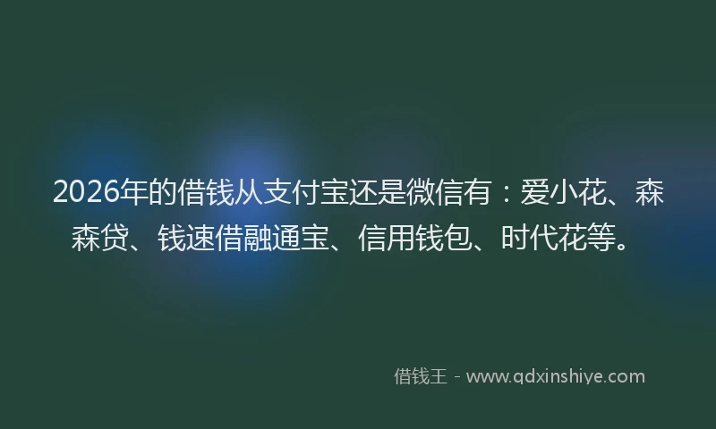 2026年的借钱从支付宝还是微信有:爱小花、森森贷、钱速借融通宝、信用钱包、时代花等。
