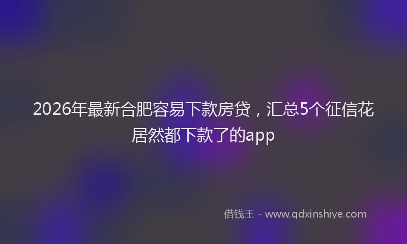 2026年最新合肥容易下款房贷,汇总5个征信花居然都下款了的app