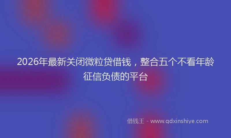 2026年最新关闭微粒贷借钱,整合五个不看年龄征信负债的平台