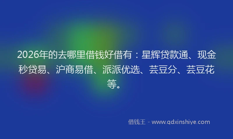 2026年的去哪里借钱好借有：星辉贷款通、现金秒贷易、沪商易借、派派优选、芸豆分、芸豆花等。