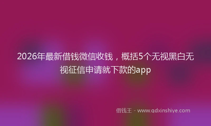 2026年最新借钱微信收钱，概括5个无视黑白无视征信申请就下款的app