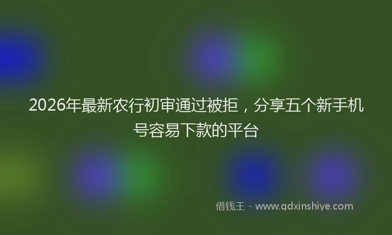 2026年最新农行初审通过被拒，分享五个新手机号容易下款的平台