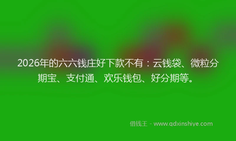 2026年的六六钱庄好下款不有：云钱袋、微粒分期宝、支付通、欢乐钱包、好分期等。