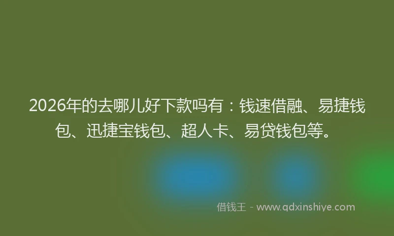 2026年的去哪儿好下款吗有：钱速借融、易捷钱包、迅捷宝钱包、超人卡、易贷钱包等。
