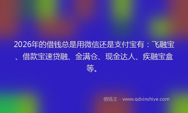 2026年的借钱总是用微信还是支付宝有：飞融宝、借款宝速贷融、金满仓、现金达人、疾融宝盒等。