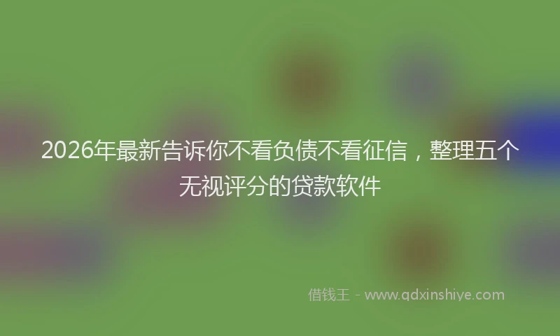 2026年最新告诉你不看负债不看征信，整理五个无视评分的贷款软件