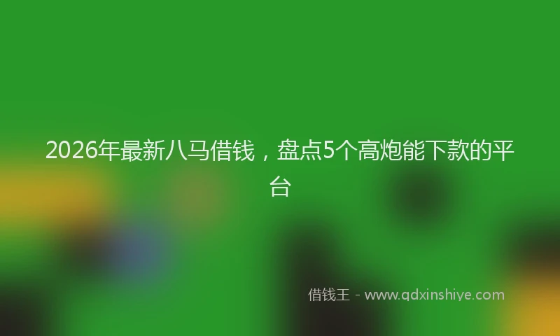 2026年最新八马借钱,盘点5个高炮能下款的平台