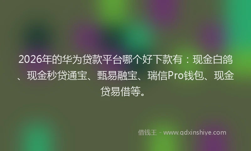 2026年的华为贷款平台哪个好下款有：现金白鸽、现金秒贷通宝、甄易融宝、瑞信Pro钱包、现金贷易借等。
