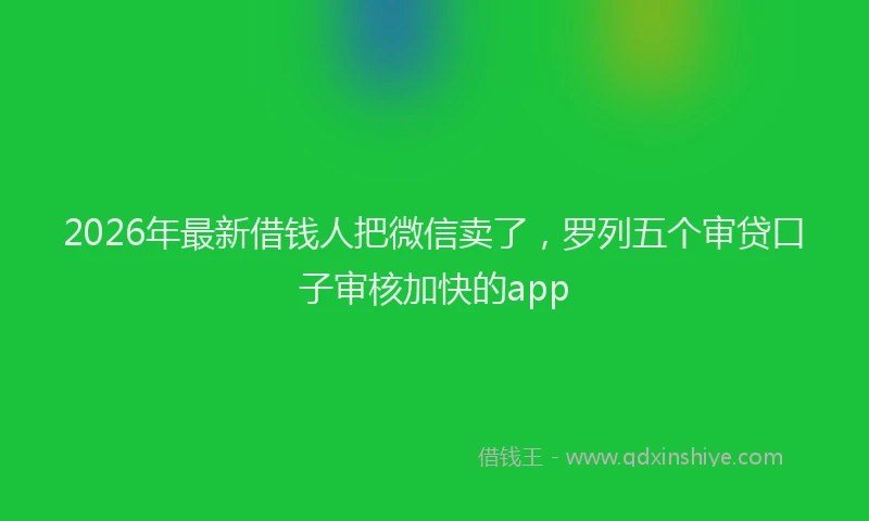 2026年最新借钱人把微信卖了,罗列五个审贷口子审核加快的app