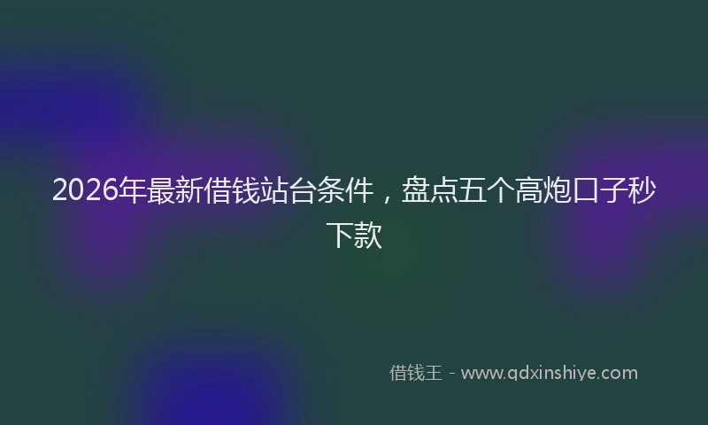 2026年最新借钱站台条件，盘点五个高炮口子秒下款